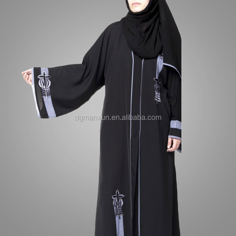 Butterfly dubai black embroidered abaya kaftan long sleeves dubai black long loose cardigan
