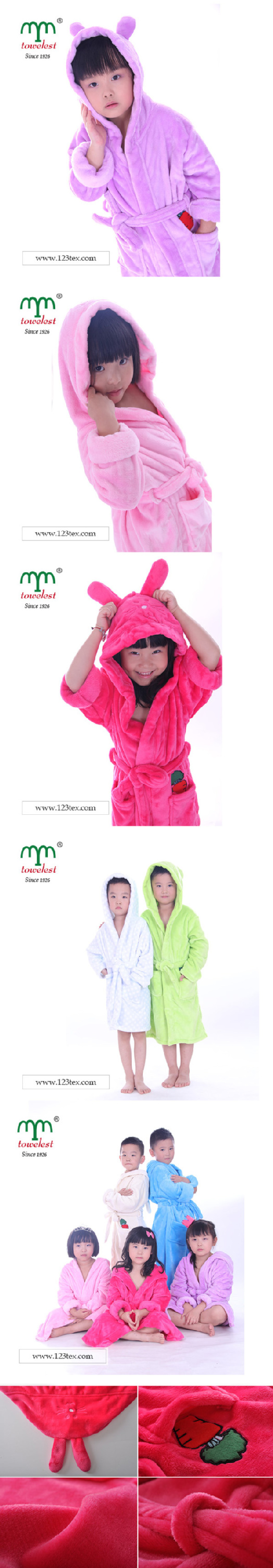 子供のためのかわいい浴衣フランネルフリースフード付きバスローブホワイトホテル中国のサプライヤーから仕入れ・メーカー・工場