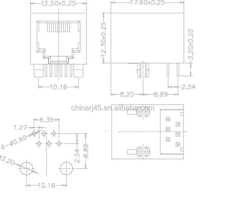 6p6crj11rj12rj14rj25サイドエントリー、 pcbマウントジャックのための電話ソケット仕入れ・メーカー・工場