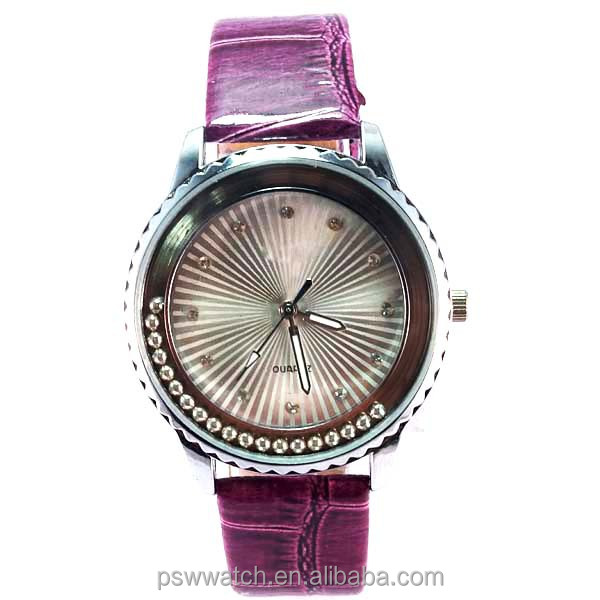 pearl beads stones Japan quartz custom leather watch ladies