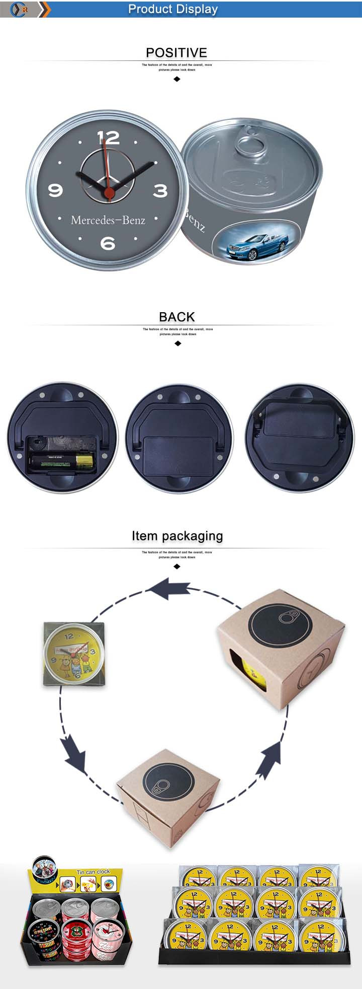 2016企業送料サンプルスズ缶時計デザイン安いプロモーションアイテム中国用キッズ仕入れ・メーカー・工場