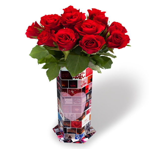 新しいデザインeg52防水折りたたみバレンタインデーのための紙の花の花瓶問屋・仕入れ・卸・卸売り