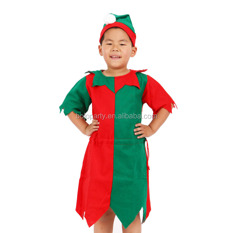 2015子赤と緑のクリスマスの装飾を感じたエルフチュニック仮装仕入れ・メーカー・工場