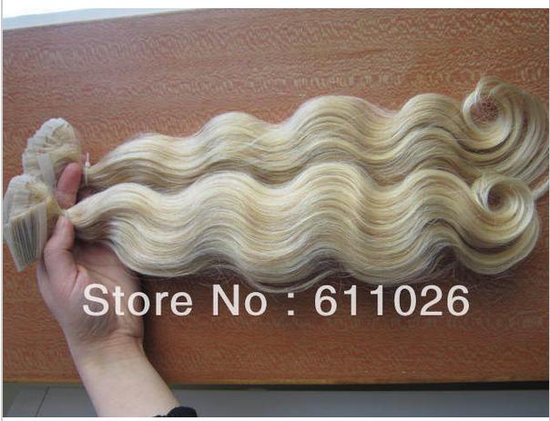 品質613#6aトップブロンドバージンペルーの毛でテープ皮膚の毛延長問屋・仕入れ・卸・卸売り