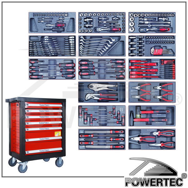 powertec196pcローラーキャビネットハンドツールキット付き金属製のキャビネット問屋・仕入れ・卸・卸売り