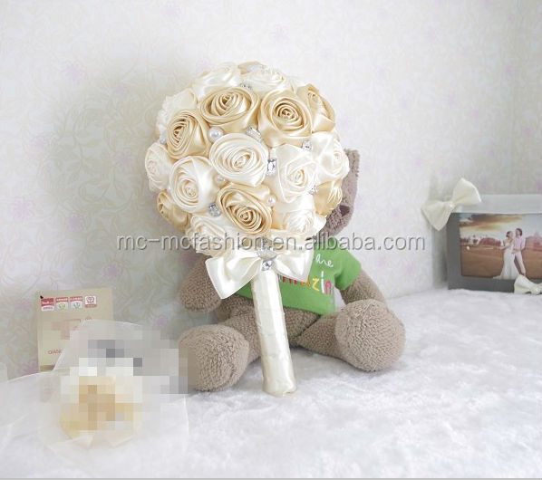 champagne satin ribbon flowers for wedding