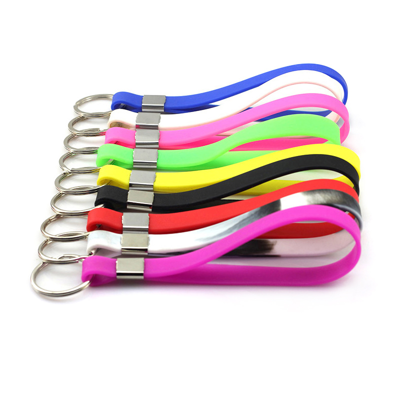 Embossed 3d Logo Silicone Wristband Keychain Key Holder Ring Chain,Soft
