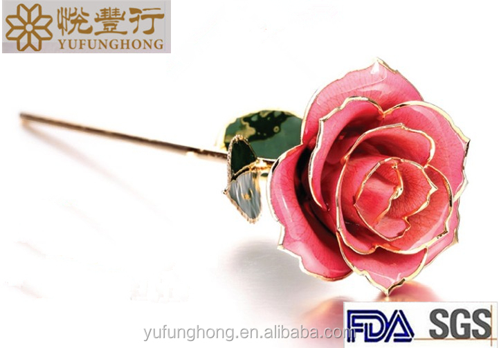 本物のバラの花メッキ24kゴールドプリザーブドフラワーの花の花輪の装飾問屋・仕入れ・卸・卸売り