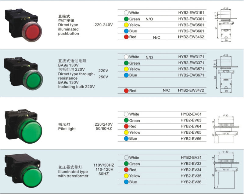 Led信号インジケータad22d-22dad22d-22ds48vledインジケーターランプ問屋・仕入れ・卸・卸売り