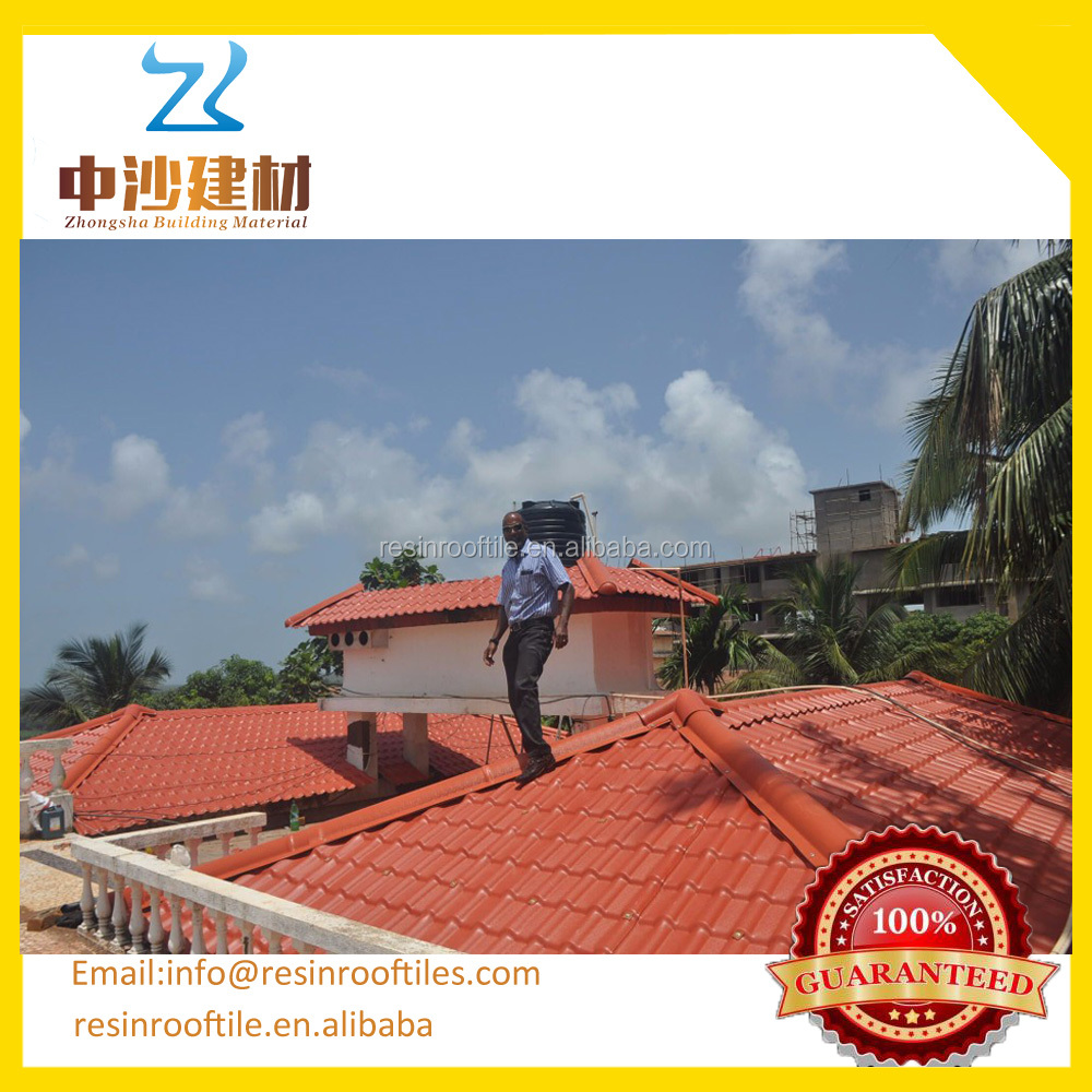 roofpost,thepost 3 layers synthetic terracotta resin roof tiles with 30 years