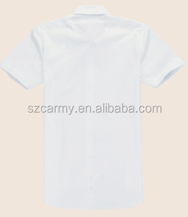 快適でファッショナブルな綿100％ダブル- デッキスタンド襟短いスリーブ卸売メンズホワイトドレスシャツ問屋・仕入れ・卸・卸売り