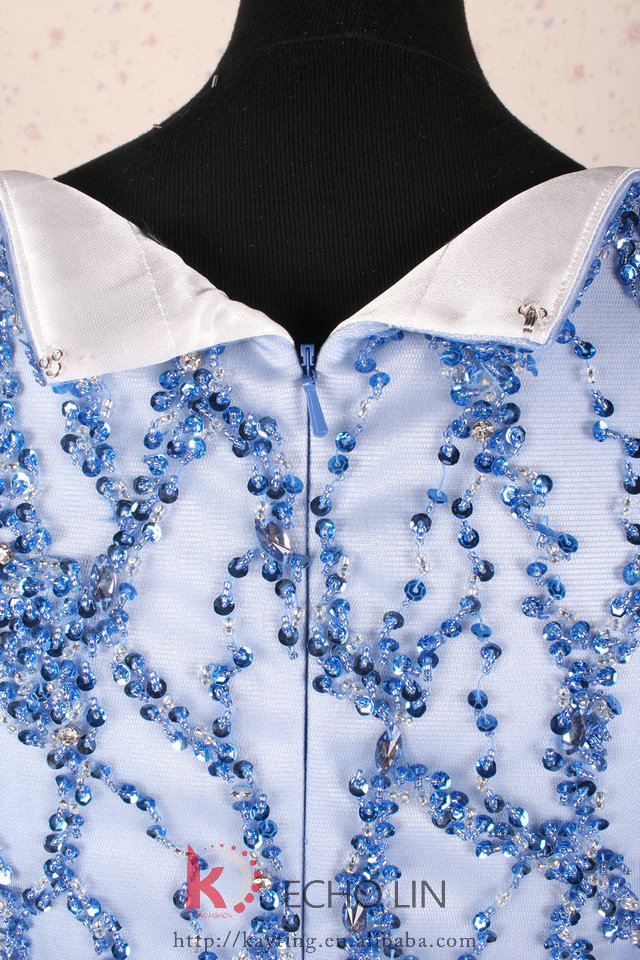 絶妙なビーズ刺繍イブニングドレスセクシーなエレガントな半袖2014年デザインのイブニングドレス問屋・仕入れ・卸・卸売り