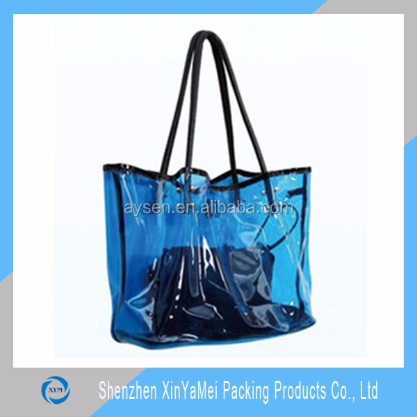 Waterproof large transparent pvc beach bag with zipper