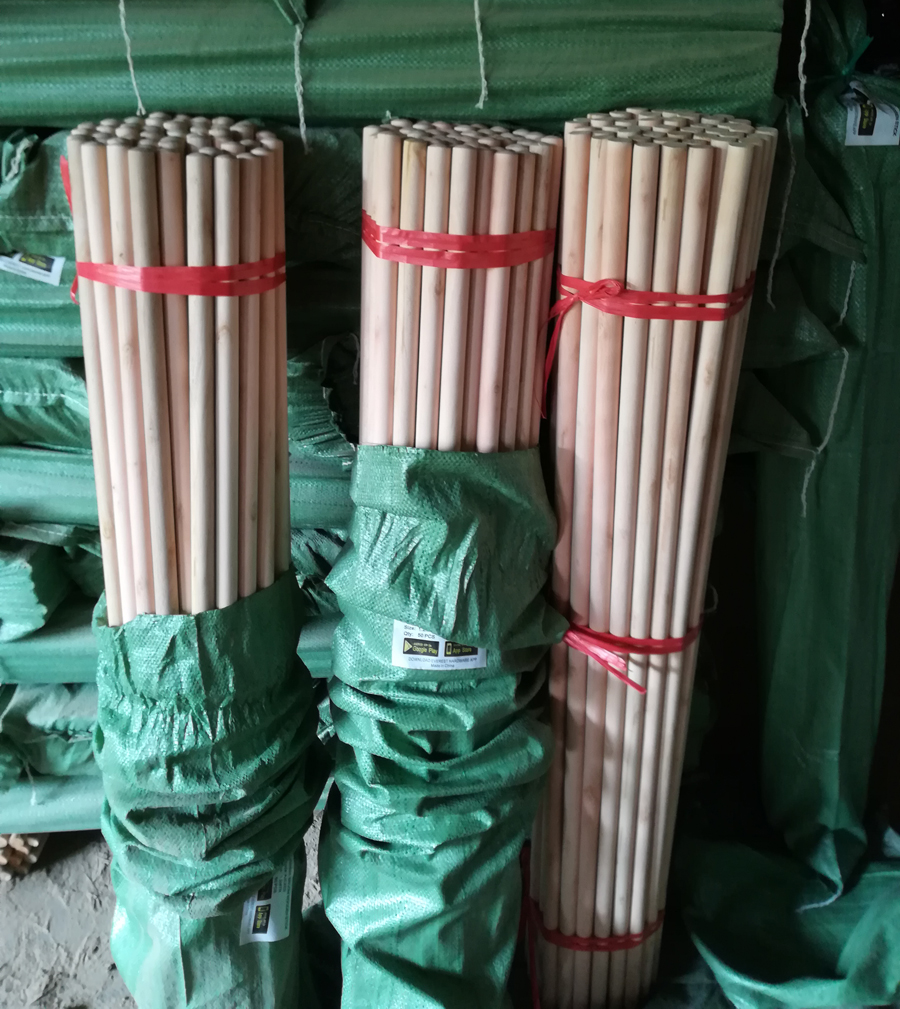 110 X 2.2cm 120 X 2.2cm Natural Wooden Threaded Dowel Rods For Broom