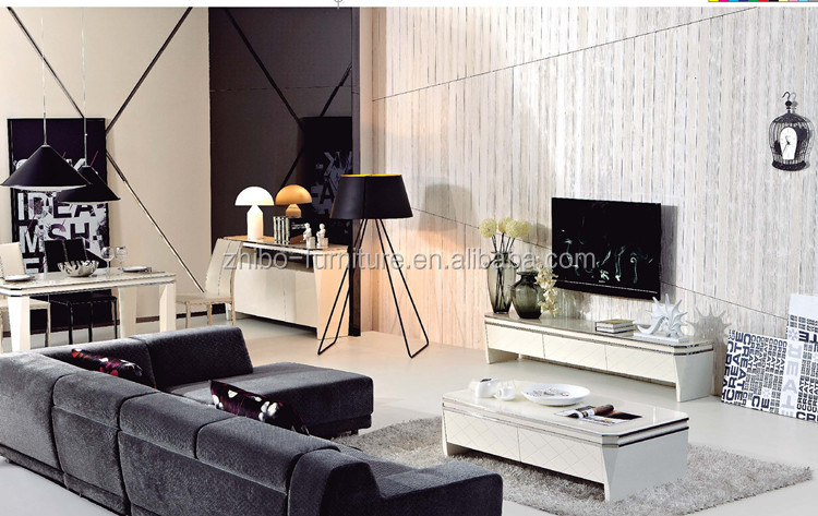 スタイリッシュ熱い販売ヨーロピアンスタイルのモダンなデザイン白色光沢mdf木製のテレビ台仕入れ・メーカー・工場
