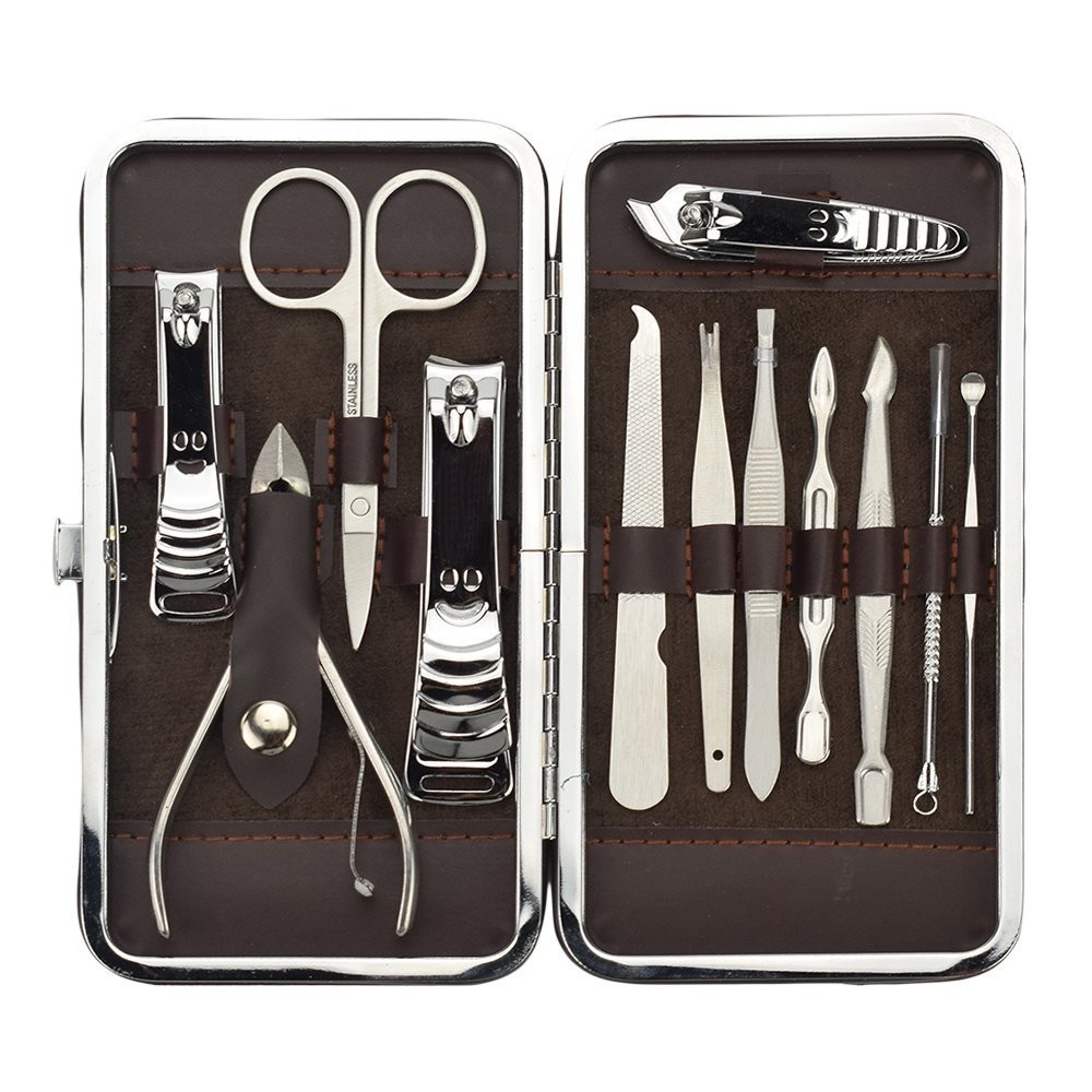 12 Pieces in 1 Set of Manicure Set Stainless Steel Grooming Kit Tool Nail Clippers Set Pedicure Tool for Foot Care