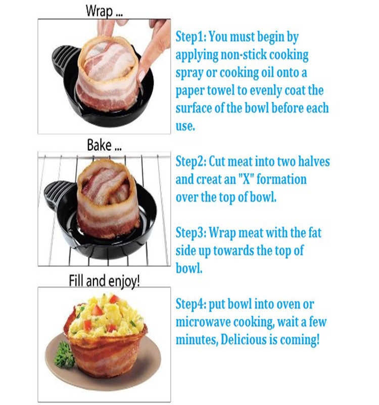OEM ODM food grade baking bacon vessel, baking meat bowl, baking bread bowl for oven and microwave cooking