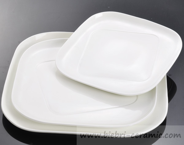 07 8 inch elegant white square shape porcelain dinner serving plates dishes for hotel and restaurant