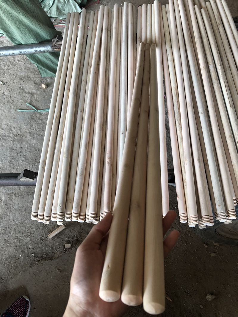 110 X 2.2cm 120 X 2.2cm Natural Wooden Threaded Dowel Rods For Broom