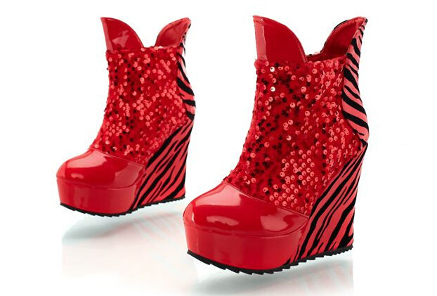 New Height Increasing Inside Warm High Heel Boots Sexy Zebra-stripe