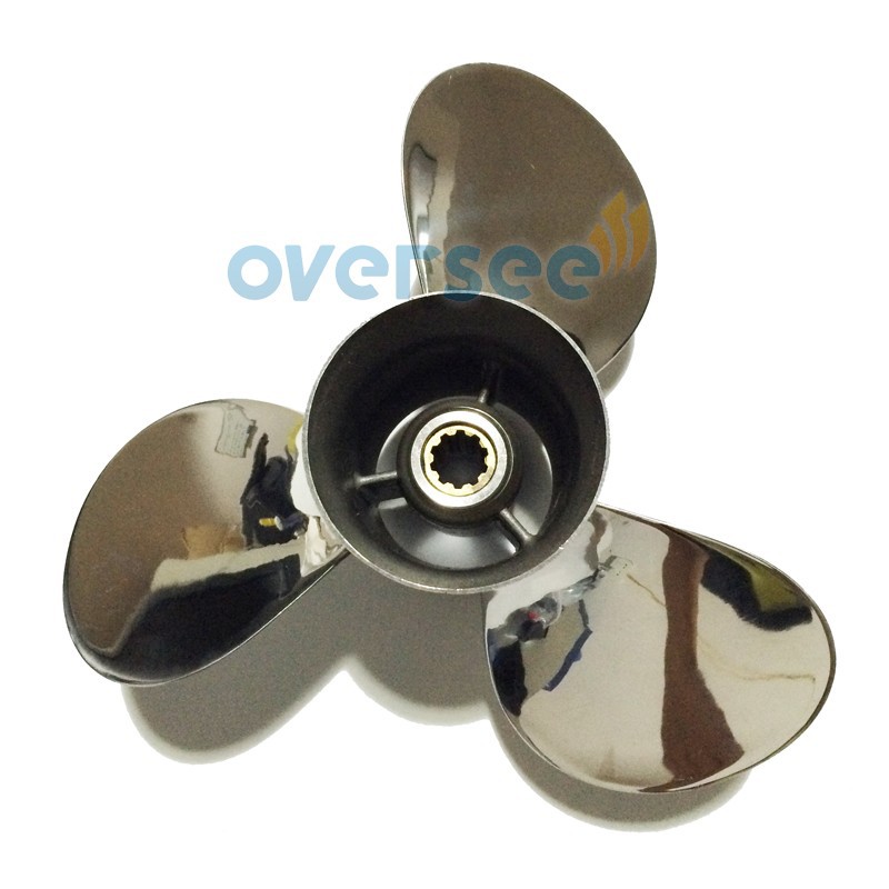 OVERSEE 664-45954-01-EL-00 Stainless Steel Propeller Size 9-7/8x12 For Yamaha Outboard Motor Motor 25HP 30HP 9 7/8x12 