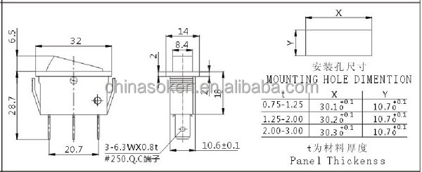 SOKEN SPST/SPDT ON-OFF/ON-ON 125V/250V 給湯器用 ロッカスイッチ仕入れ・メーカー・工場