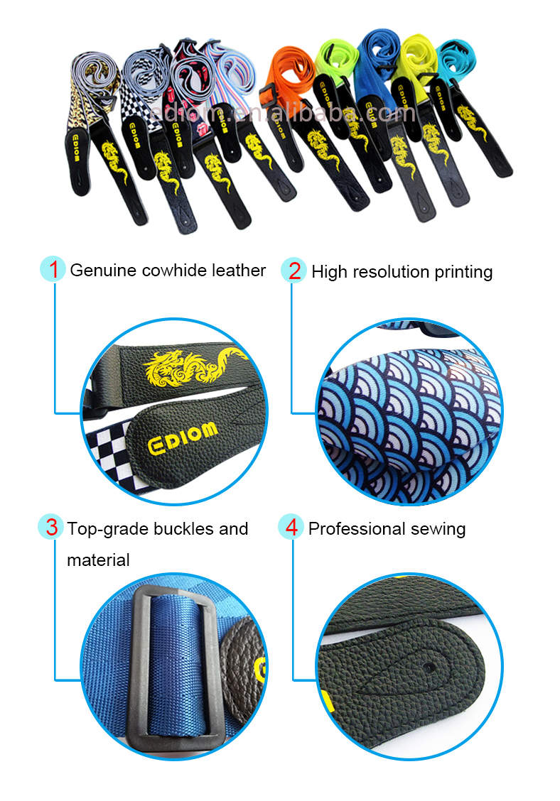 leather guitar strap ends, guitar strap hardware, soldier lock customized acoustic anime wholesale custom guitar straps