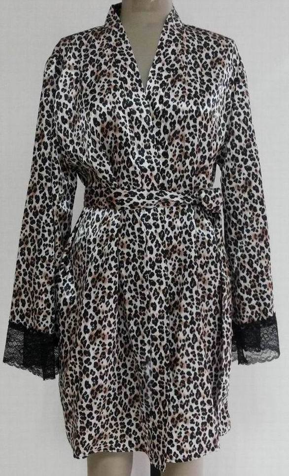 快適な女性の寝間着leaopardpajamsのためのサテンのレースロングスリーブ付き仕入れ・メーカー・工場