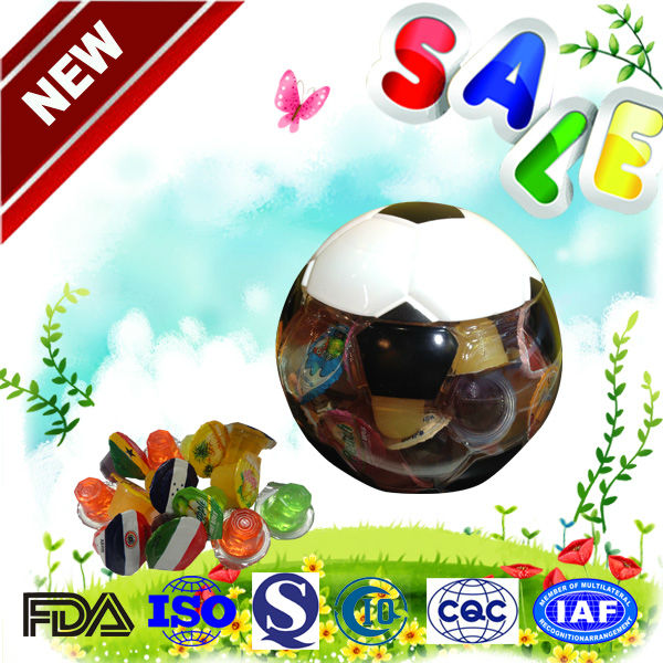 Different flavor apple jello cup jelly sweet candy in soccer ball