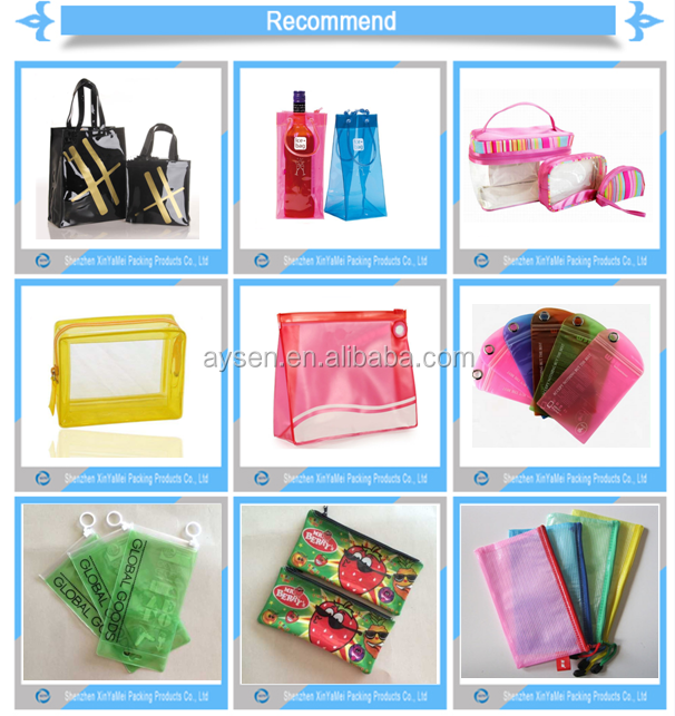 Transparent pvc pouch bag with zipper and printing