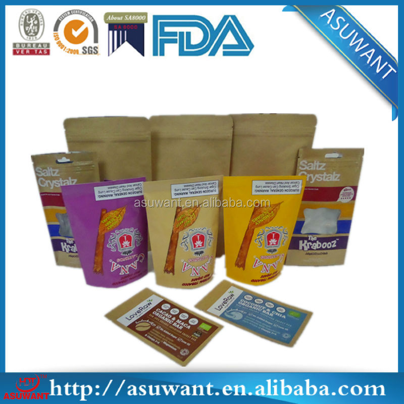Gravure printing ziplock stand up kraft paper coffee bags wholesale