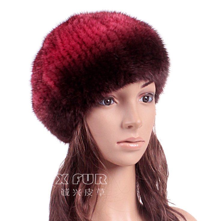 女性人気のハンドニットcx-c-161f本物のミンクの毛皮のファッション帽子問屋・仕入れ・卸・卸売り