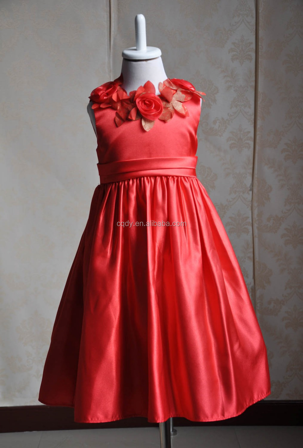In Stock Bloody Red New Design Frock Family Birthday Party Dress