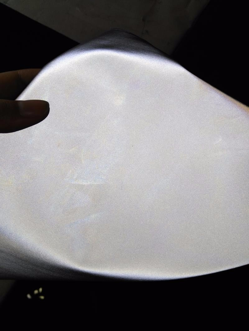 Custom silver grey waterproof 0.6mm abrasive resistance reflective pu leather fabric for sewing shoe