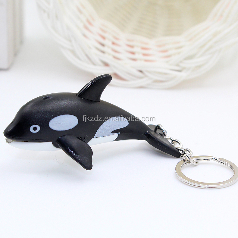 Lovely Killer Whale Shape LED Sound Keychain Aquarium Gift