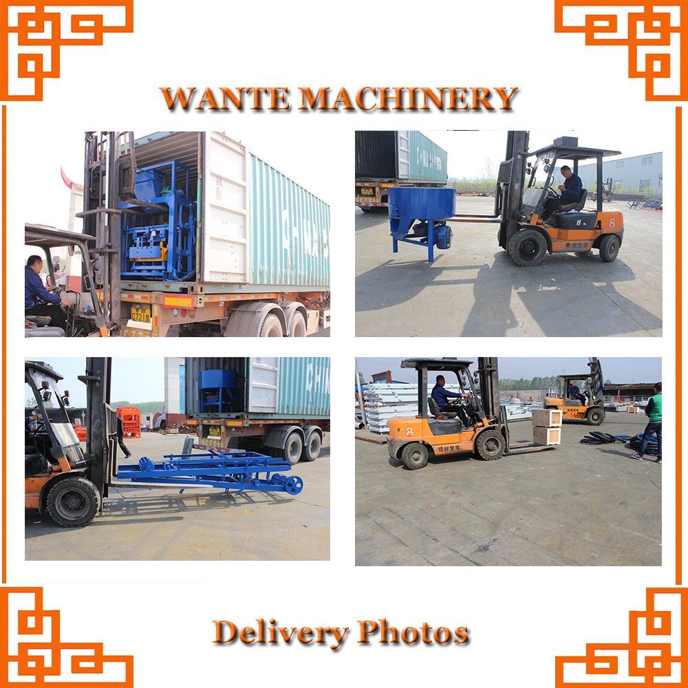 WANTE MACHINERY QT40-1 concrete block machine with block machine wood pallet