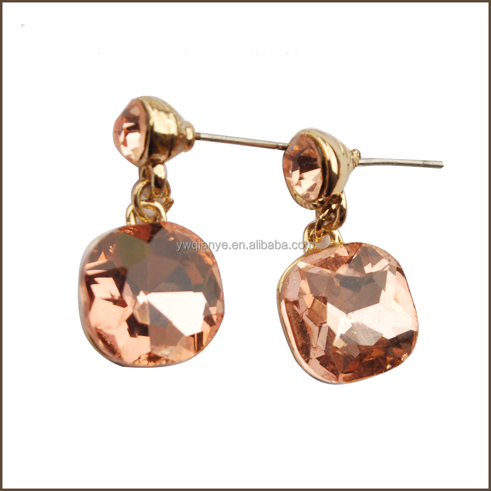 2015 new fashion square dome ruby silver stud earring