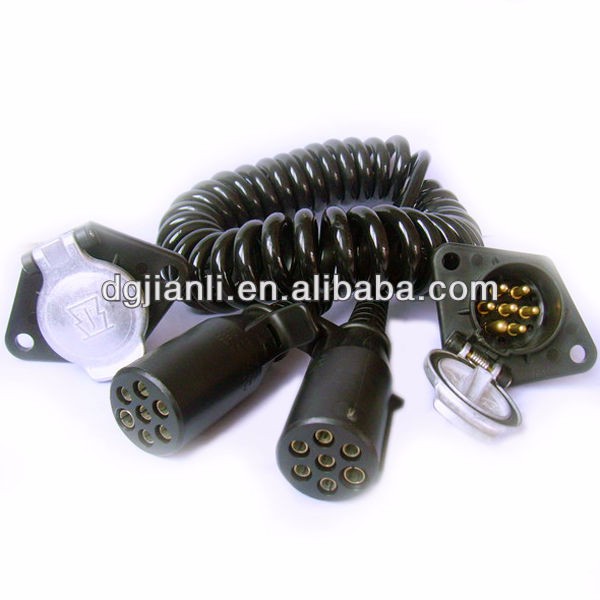 Heavy Duty Vehicle 7pin Trailer Suzi Coiled Spiral Cable For Backup