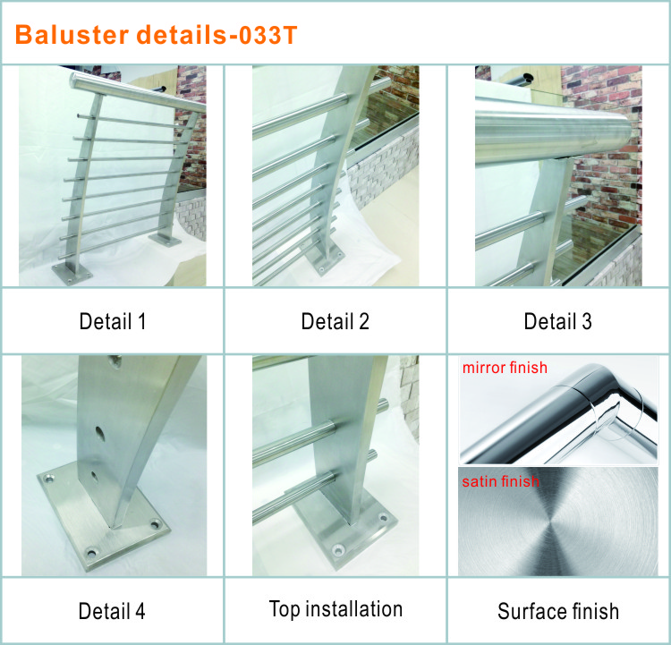 floor mounted home railing design with stainless steel cross bar connector