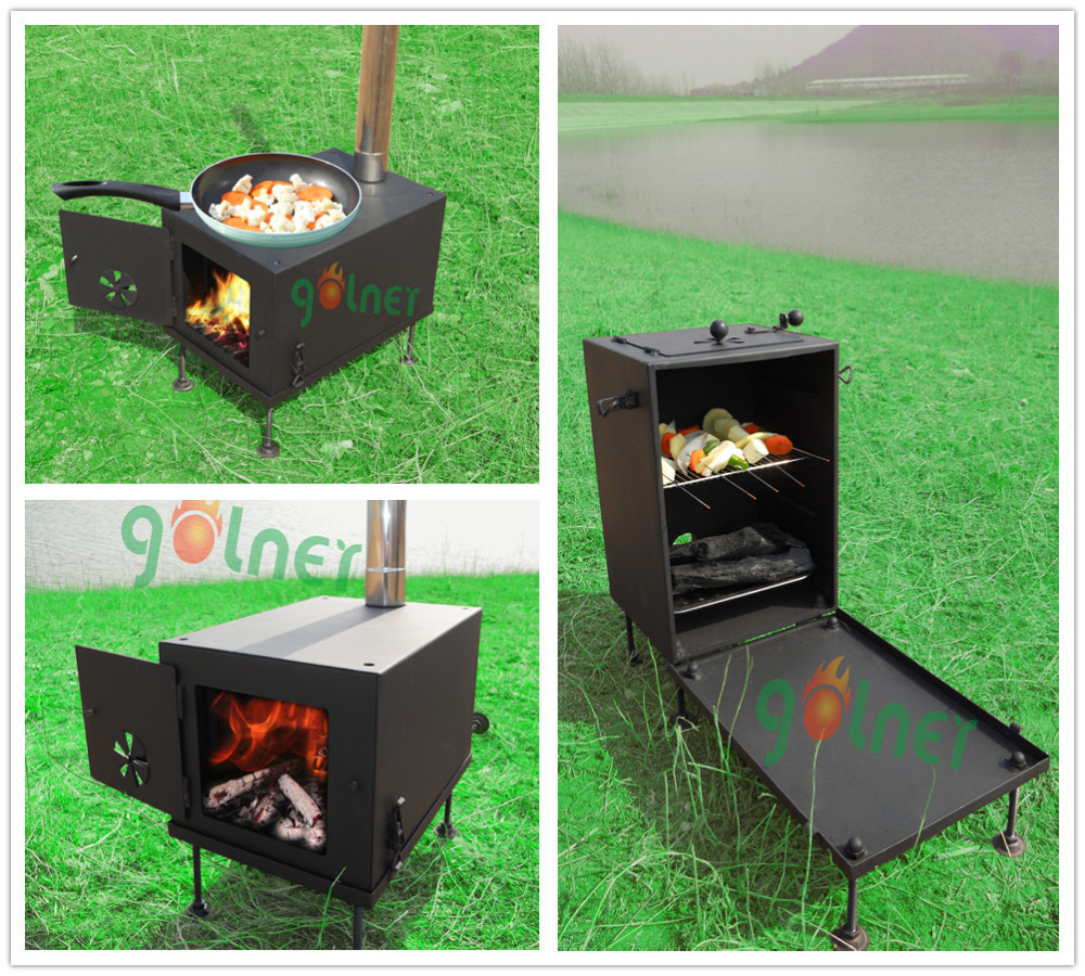 Tenda da campeggio legna forno stufa e carbone stufa di cottura c ...