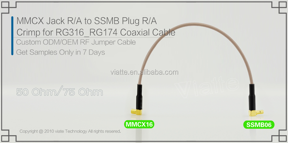 Mmcxメスr/aにssmbオスr/用に圧着力をrg316/rg174同軸ケーブルのコネクタ仕入れ・メーカー・工場