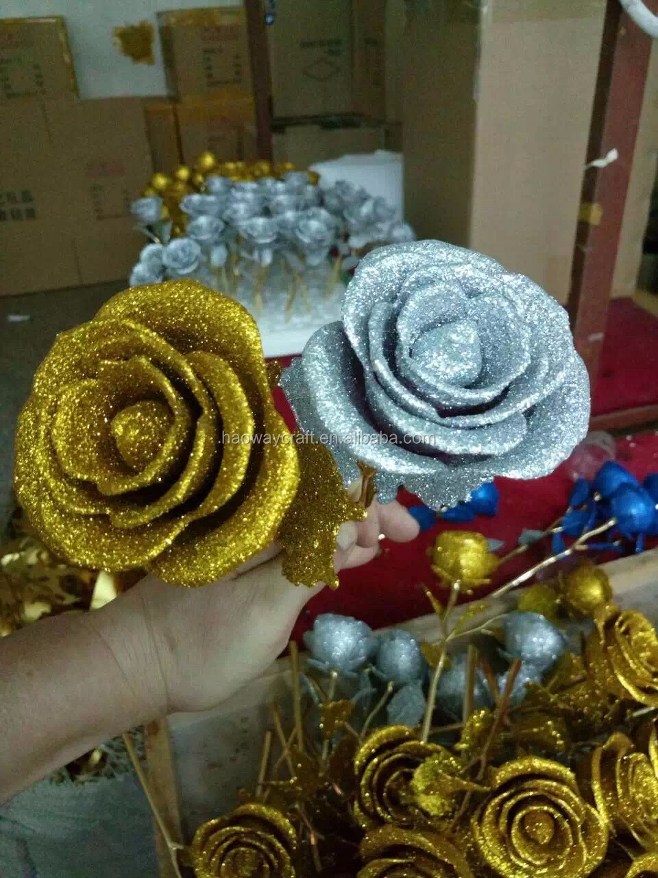 工場直接販売24 kゴールド箔ローズ花混合色用結婚式バレンタインの日仕入れ・メーカー・工場