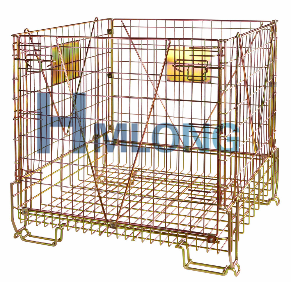 Metal Stackable Foldable Collapsible Galvanized Welded Wire Mesh Bin