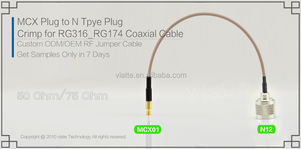 Mcxプラグ/オスn個のプラグ/rg316_rg174オス圧着同軸ケーブルのコネクタのための仕入れ・メーカー・工場