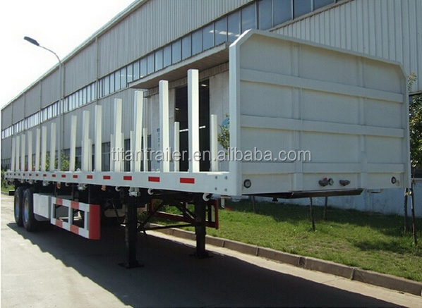 New design low flatbed truck trailer , 2/3 Axle low bed cargo truck trailer , side wall truck semi trailer