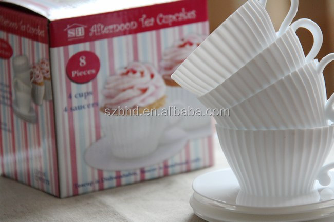 Wholesale 100% Food Grade Silicone Teacup Cupcake Mold for Cake Decorating