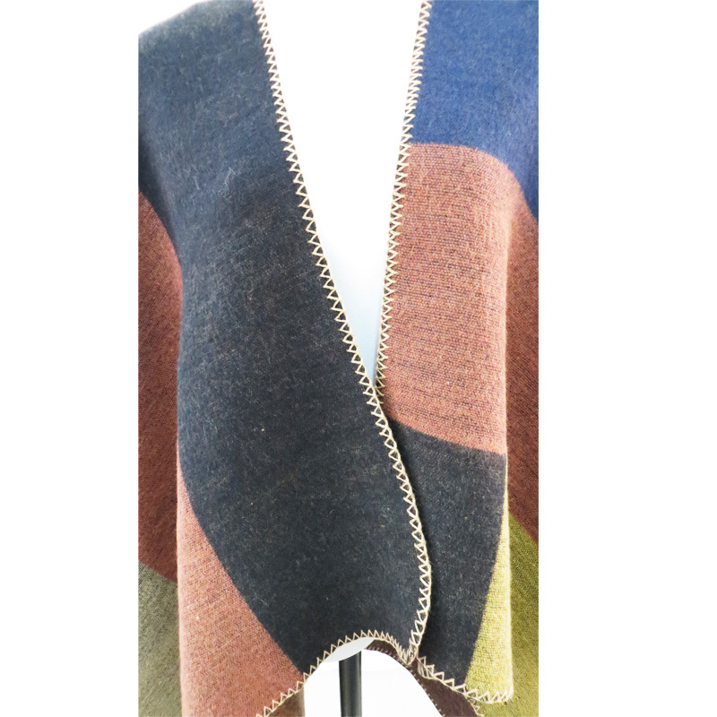 新しいデザインのアクリル格子縞の着物2015多色レディースショールポンチョ仕入れ・メーカー・工場