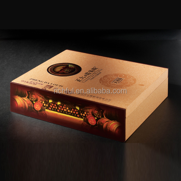 Decorative Square Paper Mooncake Packaging Red Wine Box Offset Printing
