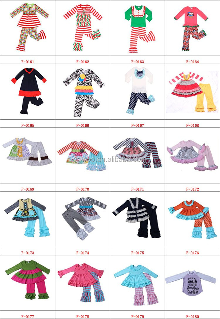 Yawoo子供服卸売花トップフリルボトム衣装タイトパンツ新しいスタイル子供服セット仕入れ・メーカー・工場