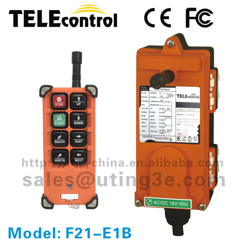 Industrial Hoist Crane Wireless Remote Control 12 Contactors AC/DC18V-65V 1 Transmitter + 1 Receiver 